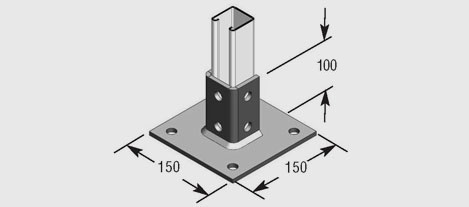 Base Plate 150mm x 150mm x 100mm Hot Dipped Galvanised