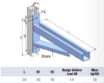 Cantilever HDG Braced Bracket 320mm