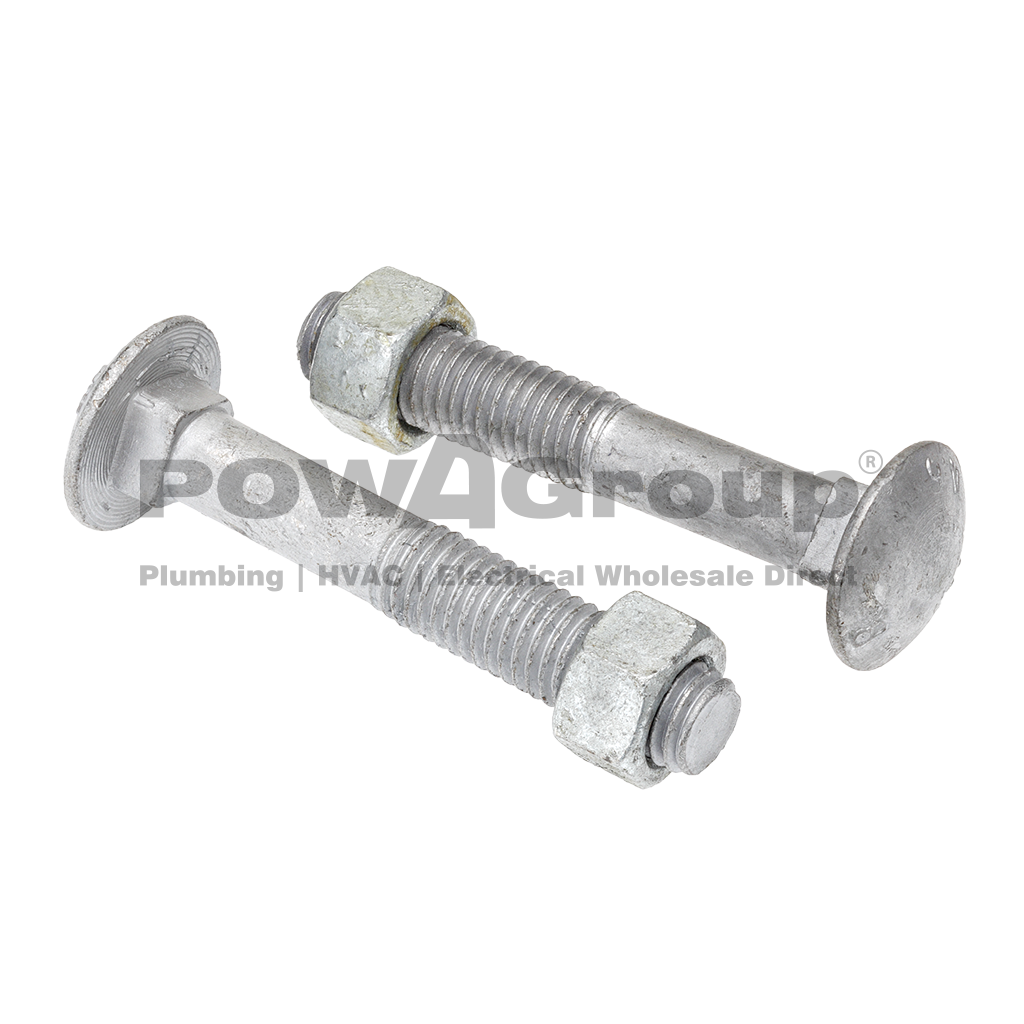 Cup Head Bolt & Nut Gal 8mm x 30mm