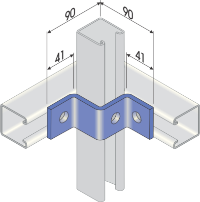 Strut Bracket W Shaped  41mm x 41mm 