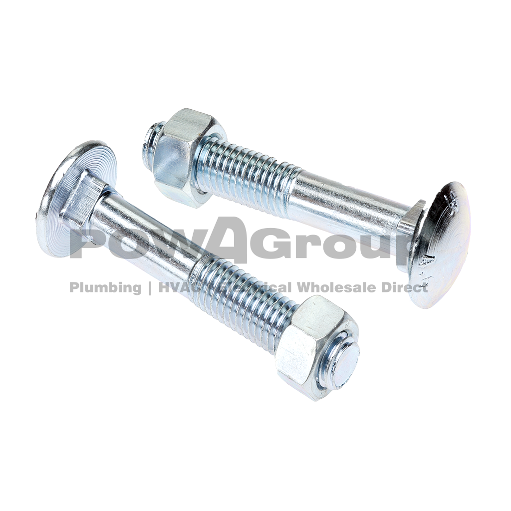 Cup Head Bolt & Nut Z/P 1/4 x 1" (6.5mm x 25mm)