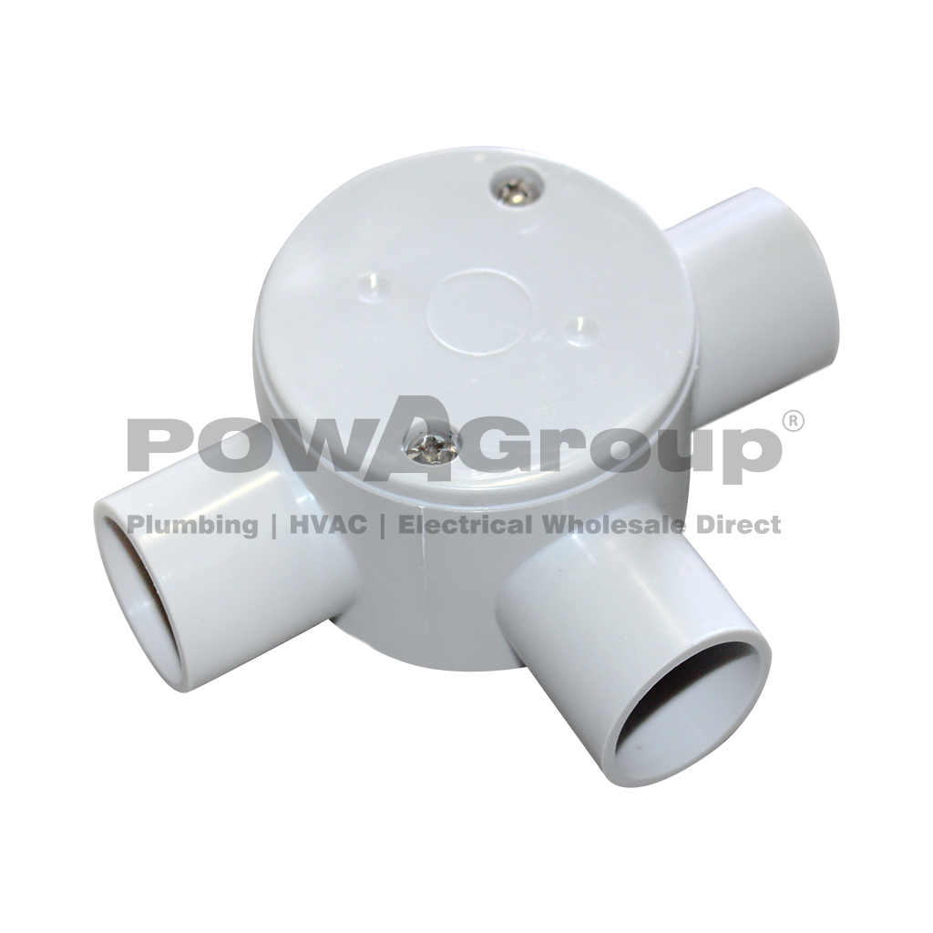 *PO* PowACity Junction Box 3 Way 20mm Std Depth (Pack 10)