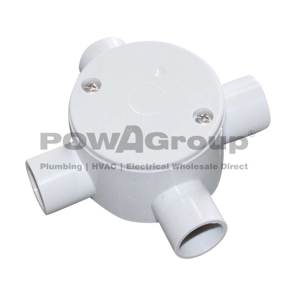 *PO* PowACity Junction Box 4 Way 20mm Std Depth (Pack 10)