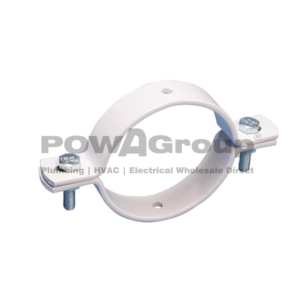 [SPECIAL ORDER] Double Bolted Clamp H/ Duty WHITE POWDER COATED Finish 40widex6mmThick 315mm OD for HDPE & PVC Pipe