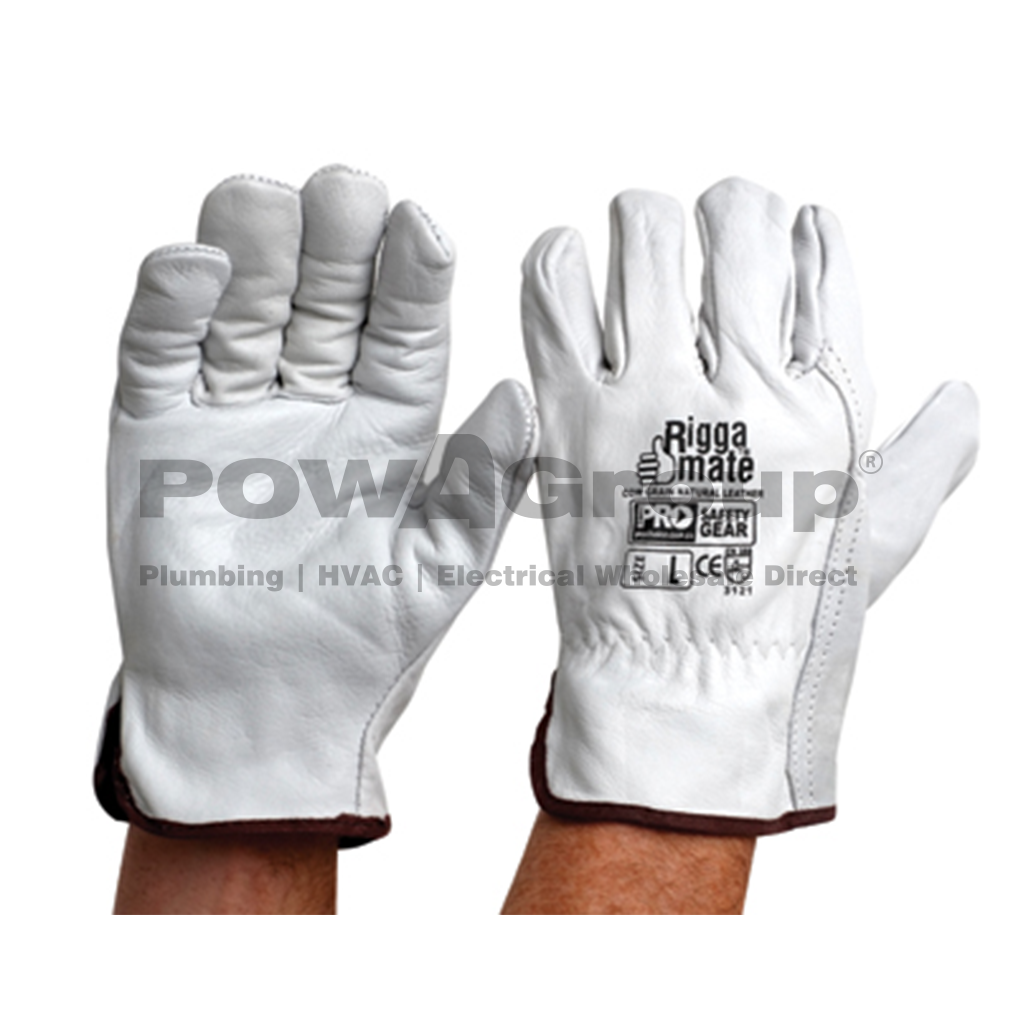 *PO* Gloves Leather Riggers Natural Cow Grain - Large