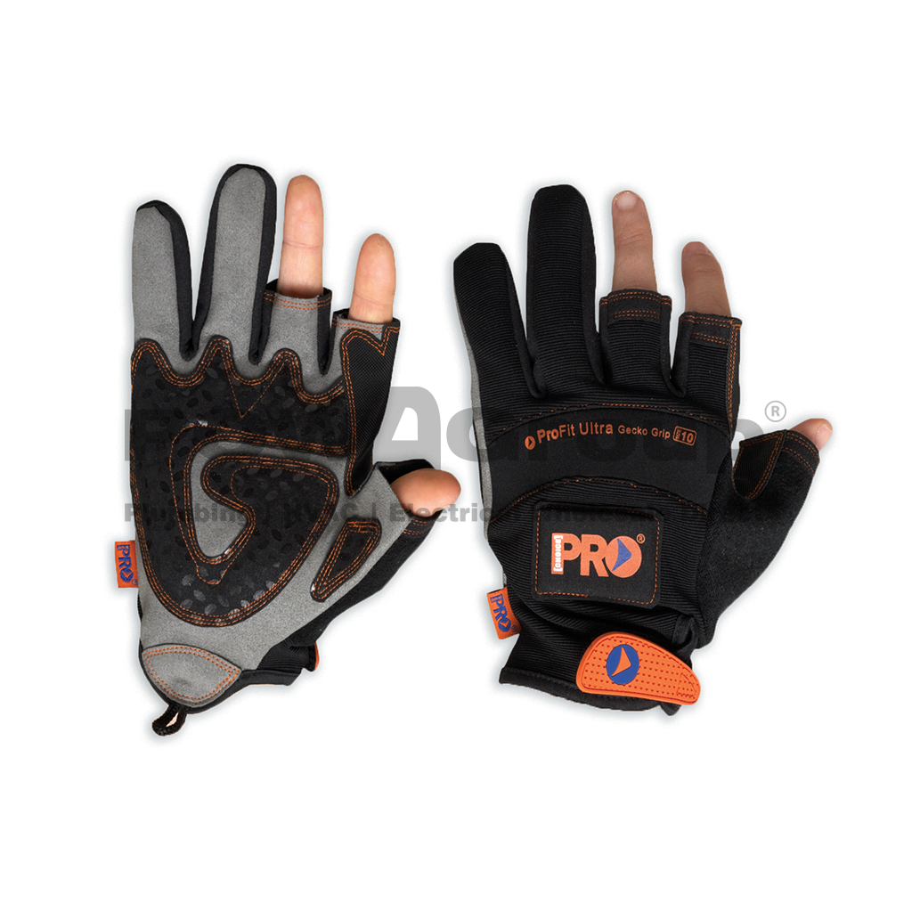 *PO* Glove Ultra Gecko Grip Magnetic Back Fingerless (3 Fingers Only) Large