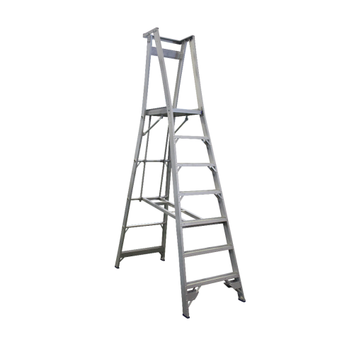 *PO* Platform Ladder Aluminium 10ft (3m) Overall x 7ft (2.1m) To Platform - 7 Steps Inc Platform