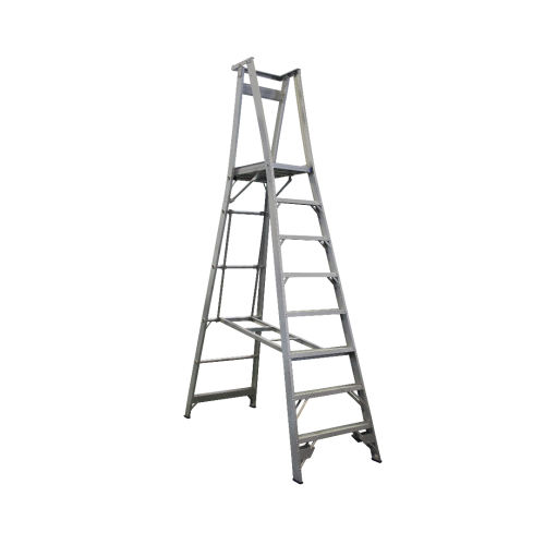*PO* Platform Ladder Aluminium 11ft (3.3m) Overall x 8ft (2.4m) To Platform - 8 Steps Inc Platform
