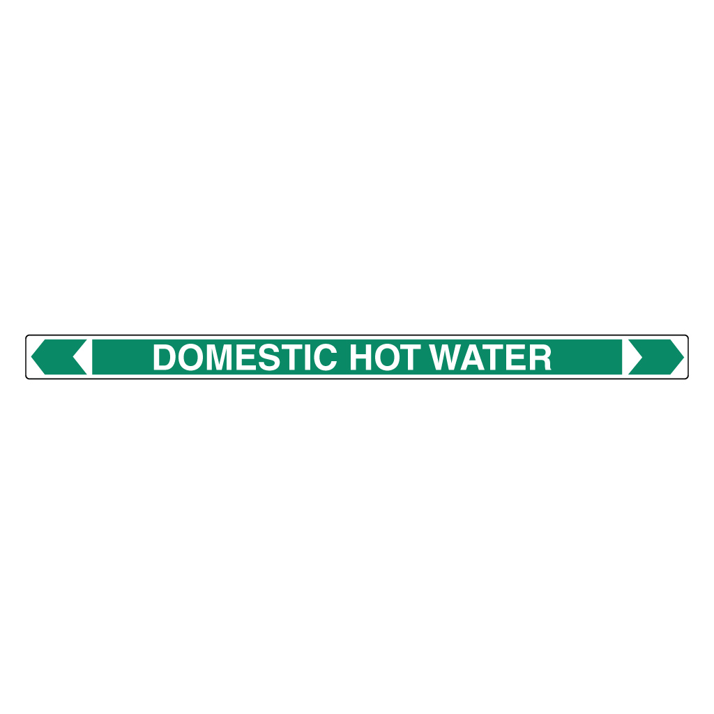 *PO* Pipe Marker ;- Domestic Hot Water 25mm x 380mm(G)