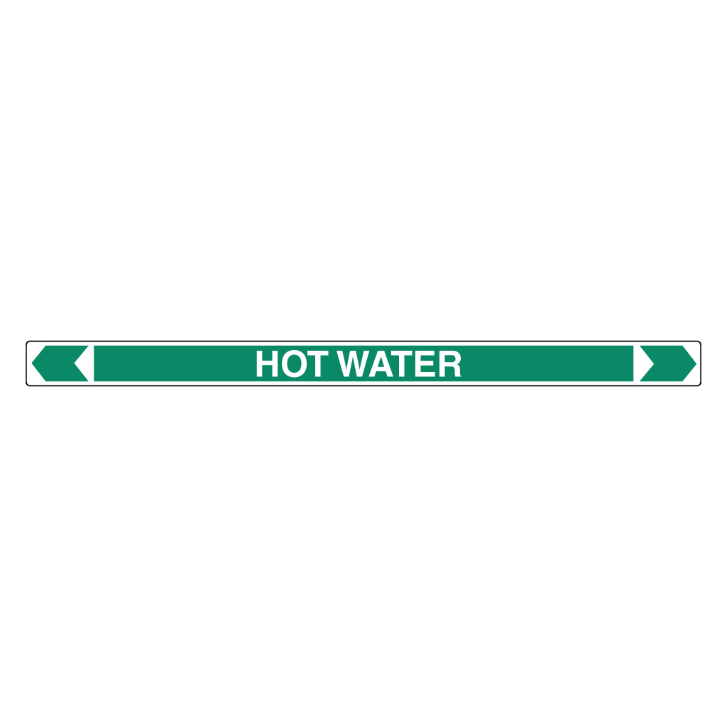 Pipe Marker ;- Hot Water 50mm x 380mm(G)