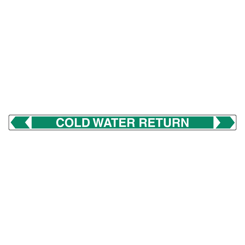 Pipe Marker ;- Cold Water Return 25mm x 380mm(G)
