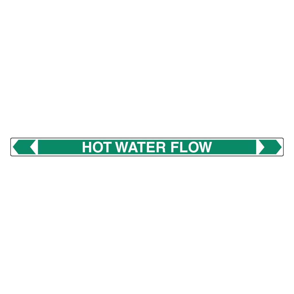 Pipe Marker ;- Hot Water Flow 40mm x 400mm (G)