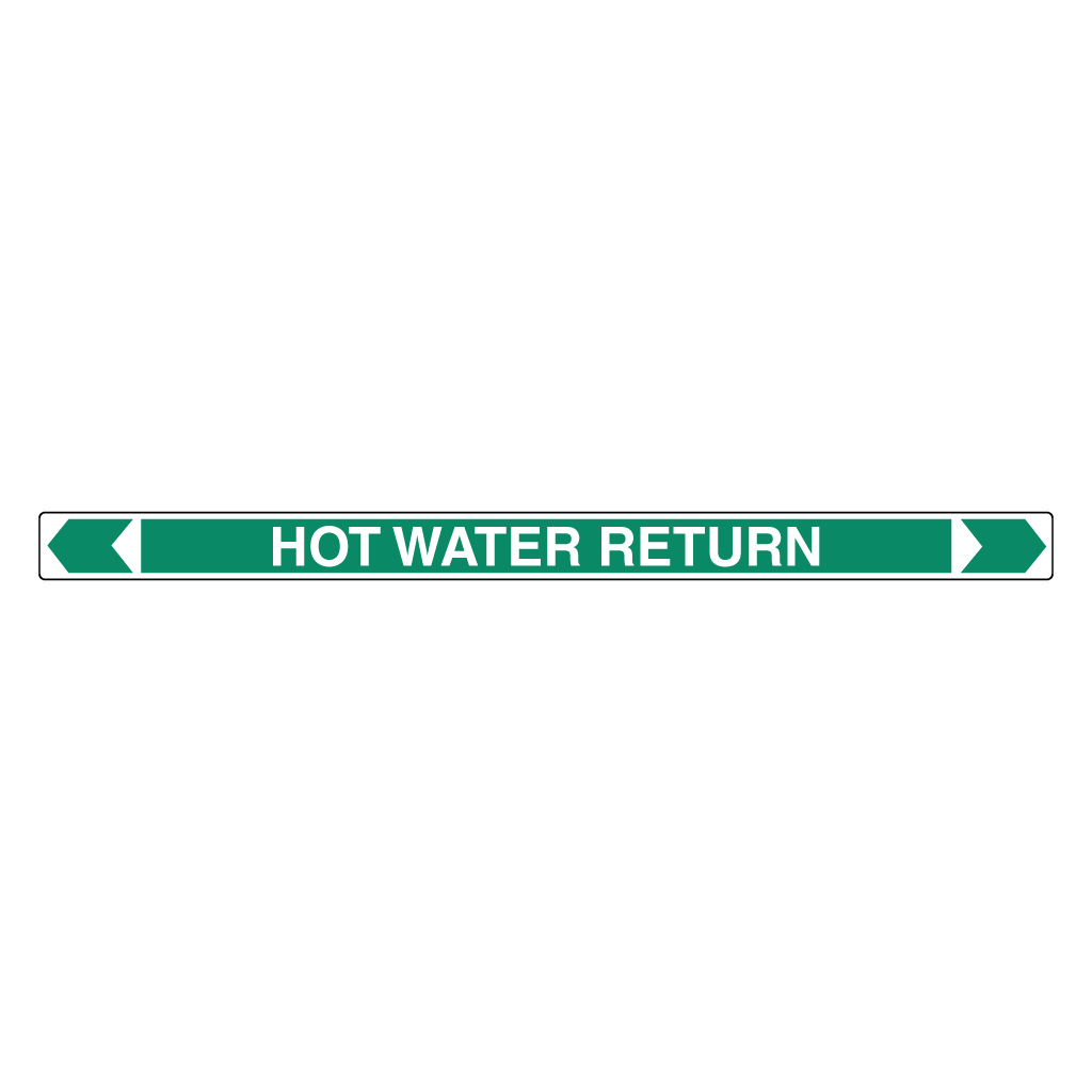 Pipe Marker ;- Hot Water Return 40mm x 400mm(G)