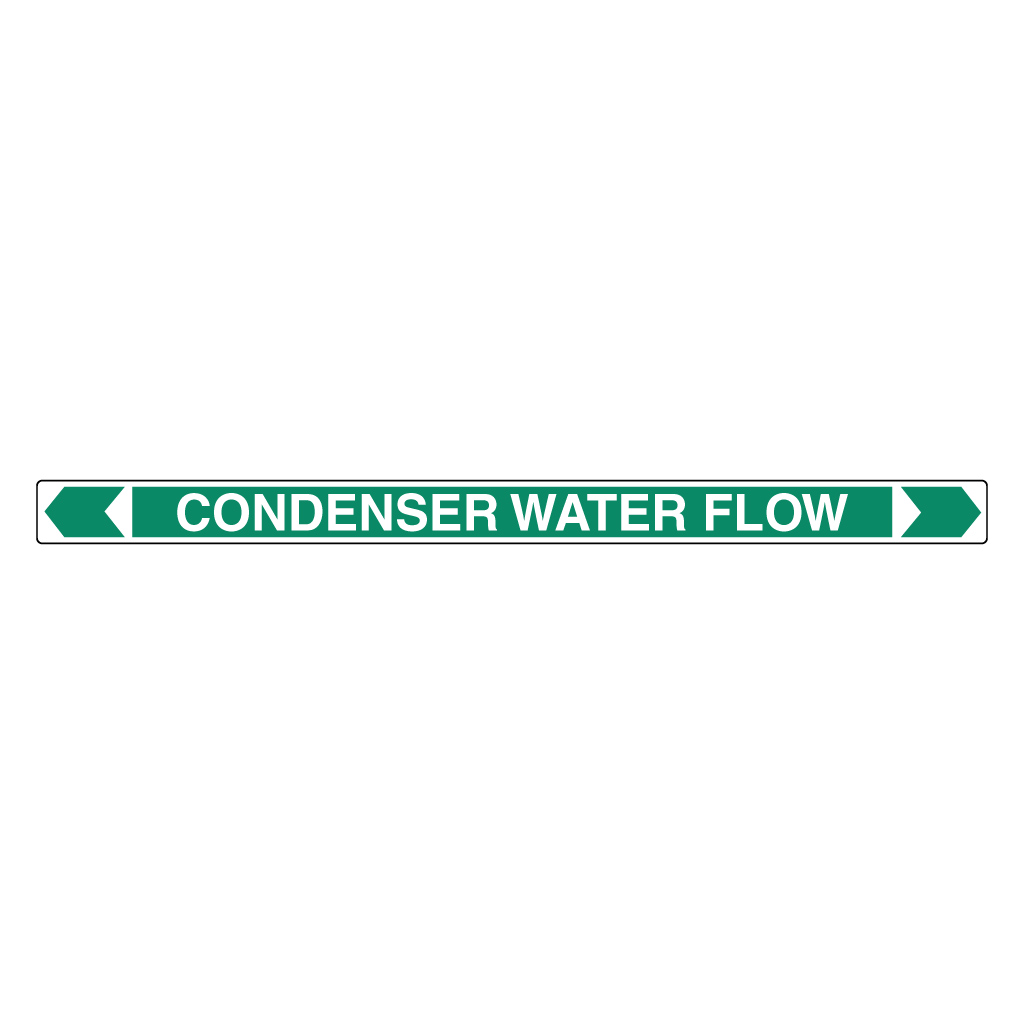 Pipe Marker ;- Condenser Water Flow 40mm x 400mm(G)