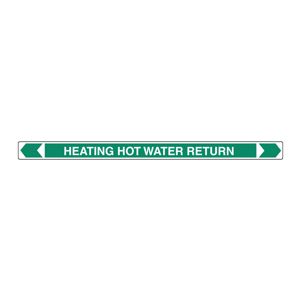 Pipe Marker ;- Heating Hot Water Return 40mm x 400mm(G)
