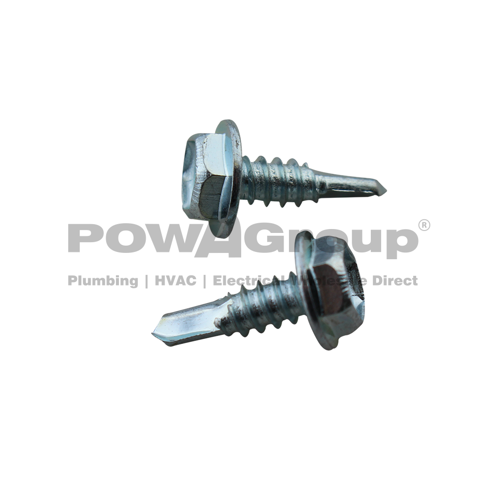 Screw Self Drilling Coarse HWF Head Z/P 10g x 16mm ZINC SILVER