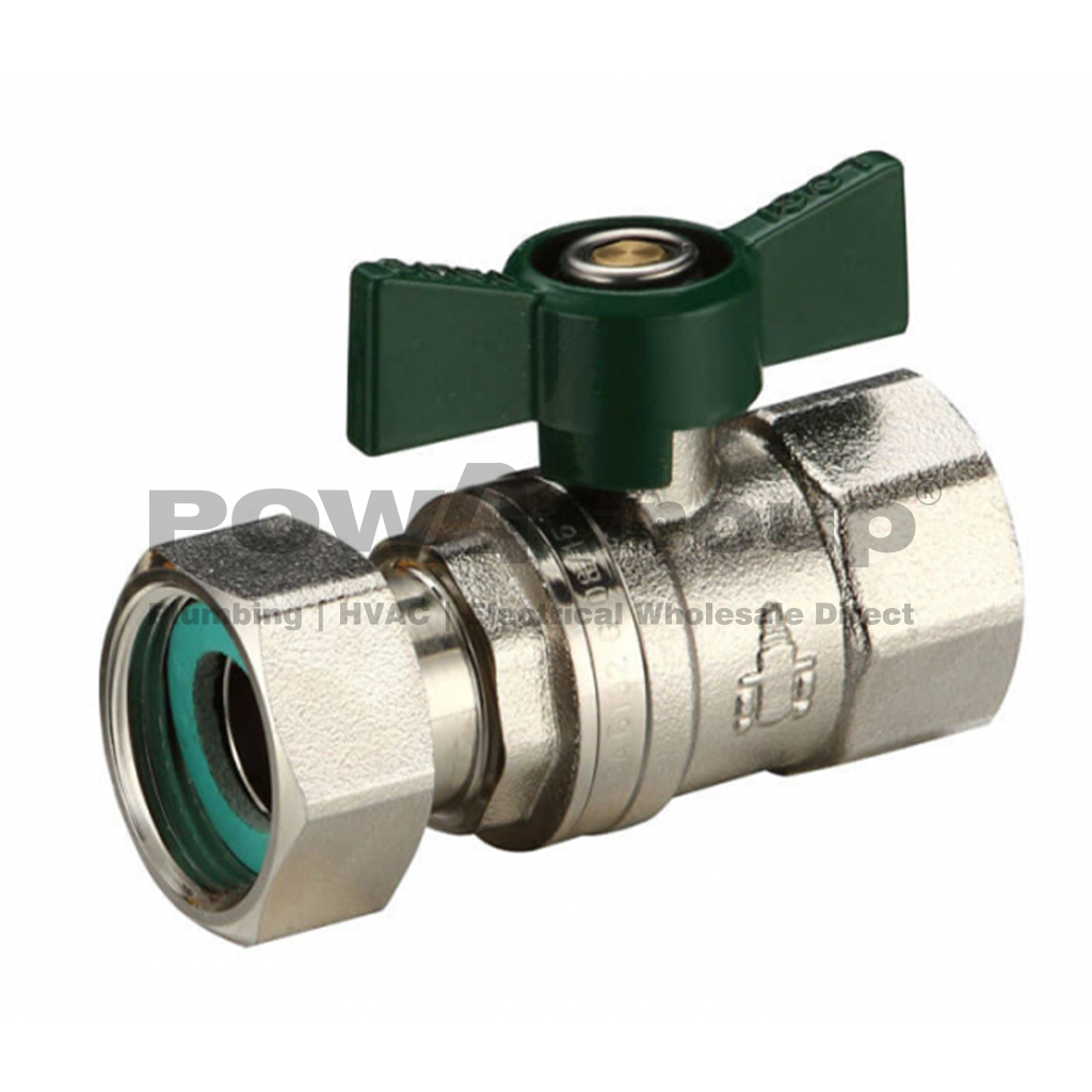 *PO* Ball Valve 15mm (FI x FI) Swivel Nut - DR Brass - Water