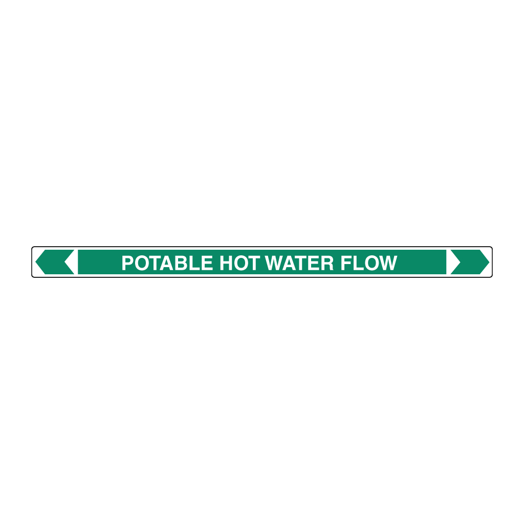 Pipe Marker ;- Potable Hot Water Flow 25mm x 380mm(G)