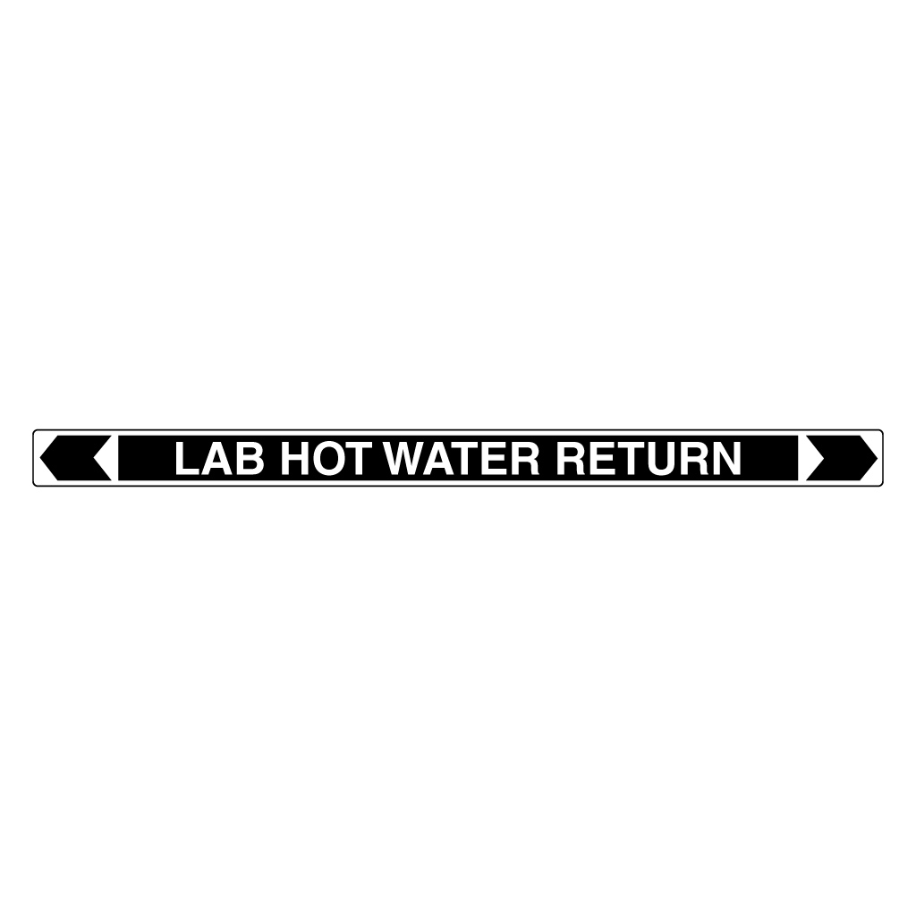 *PO* Pipe Marker ;- LAB Hot Water Return 25mm x 380mm (BLK)