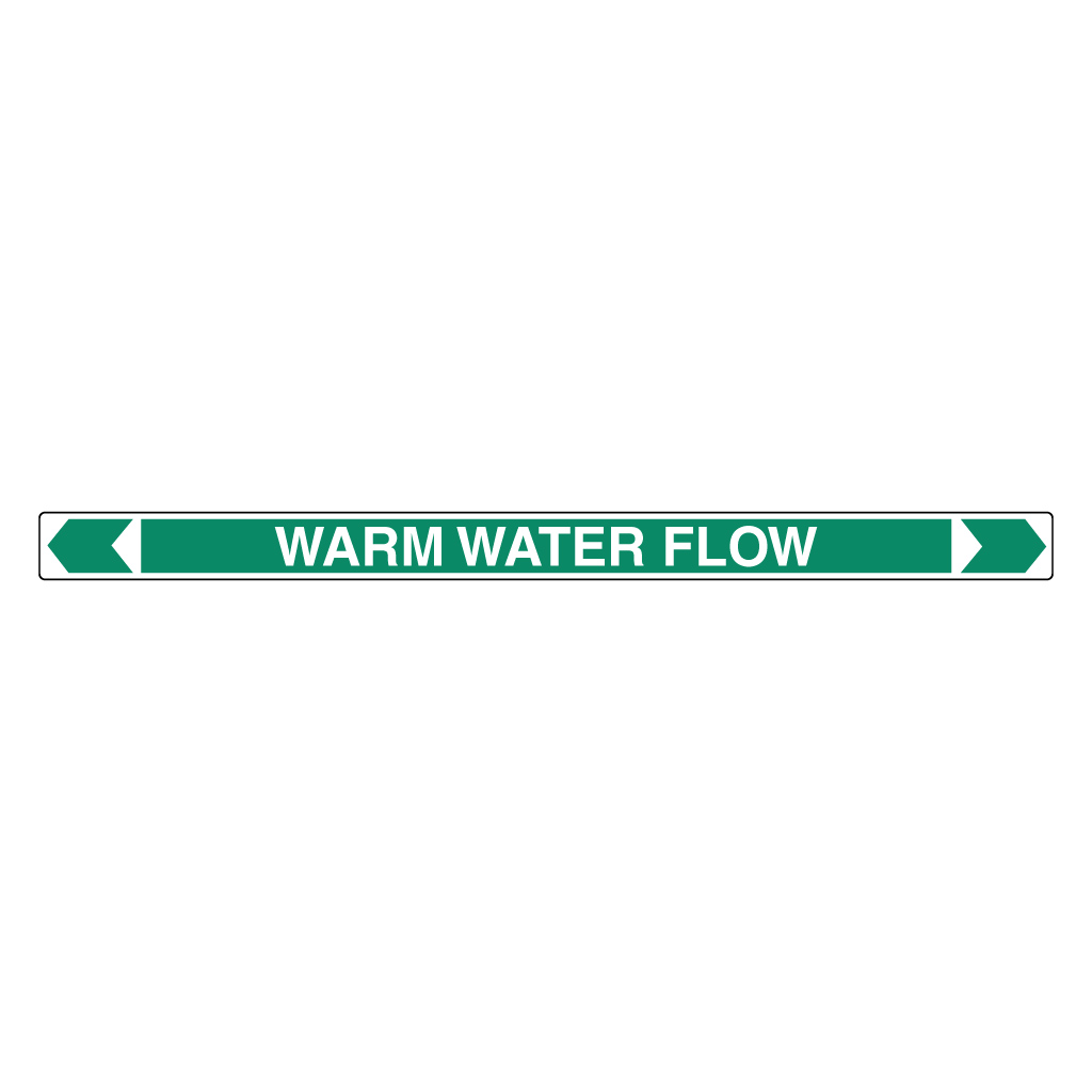 *PO* Pipe Marker ;- Warm Water Flow 25mm x 380mm(G)