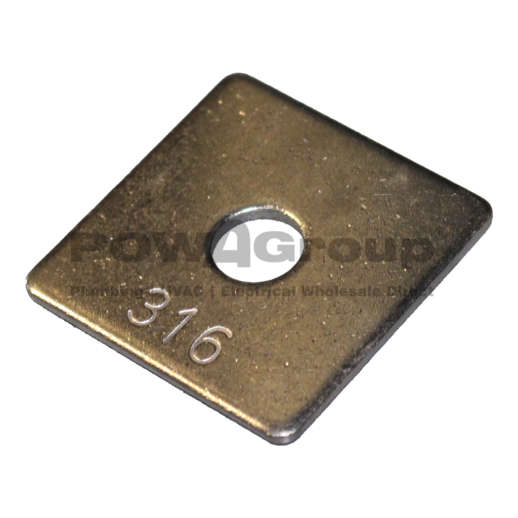 Washer Square Flat 316 SS M12 x 40mm x 40mm x 3mm