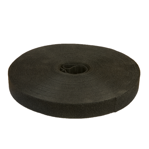 Cable Tie Hook & Loop Black 12mm x 25m Roll