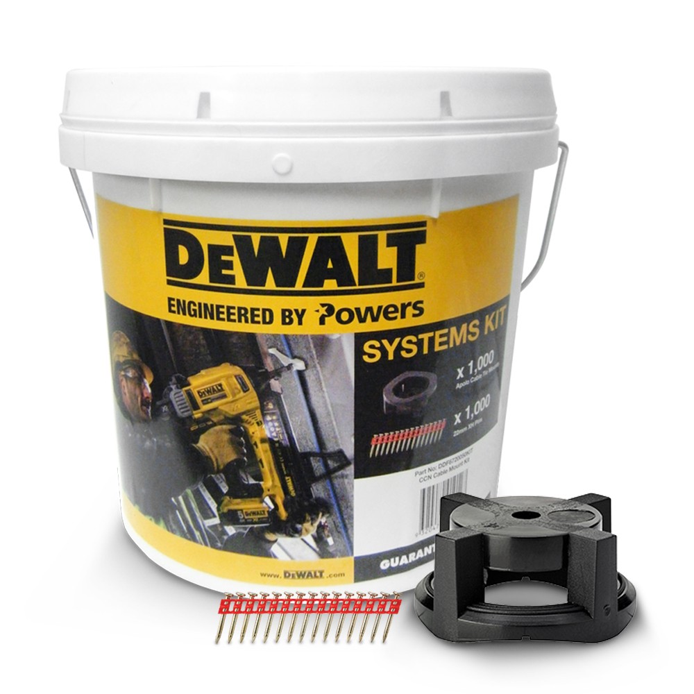 DeWalt Kit - 1000 x Cable Tie Mounts, 1000 x Pins