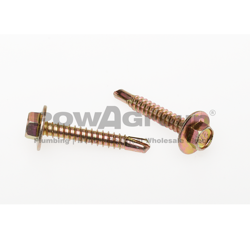 [03SDHWFZP1016] Screw Self Drilling Coarse HWF Head Z/P Yellow 10g x 16mm