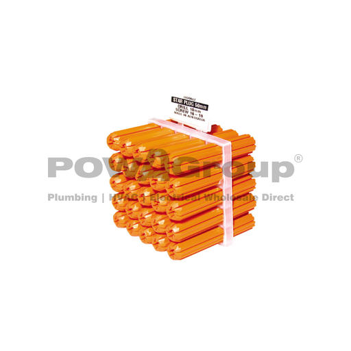 [01WPO1050] Wall Plugs PVC Orange 10 x 50mm