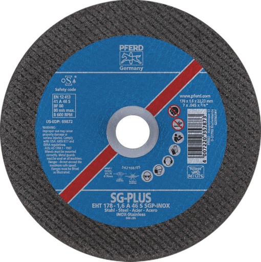 [13CDT125P1.6] (Special Order) Premium Cutting Disc Thin PFERD 125mm x 1.6mm