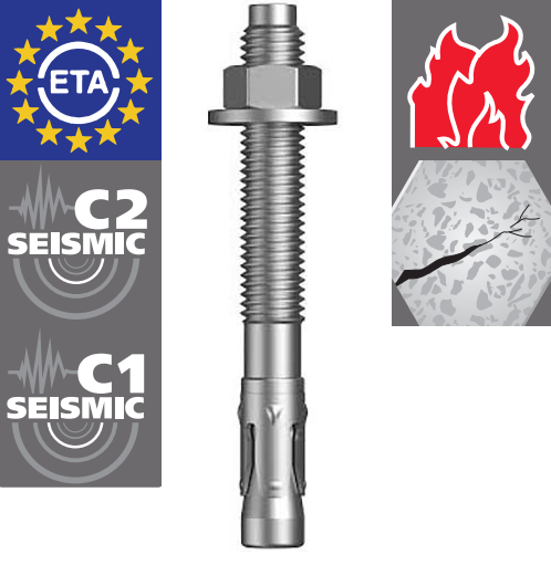 [02TBA12110ZS] C1/C2 Seismic Throughbolt Anchor Z/P M12 x 110mm