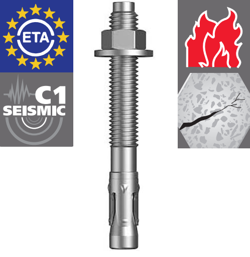 [02TBA08080Z] C1 Seismic Throughbolt Anchor Z/P M8 x 80