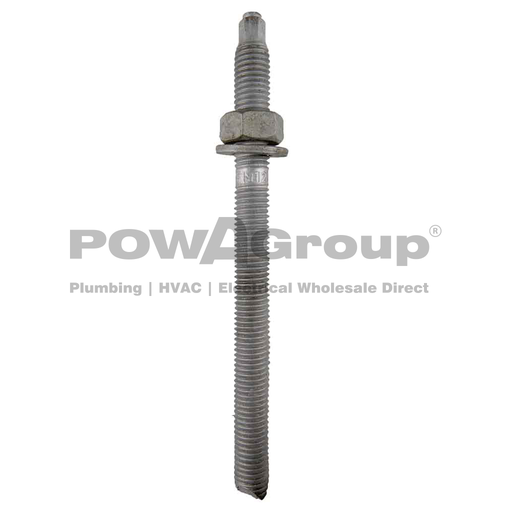 [02AACCS006] Stud Chisel Point Int. Hex Drive Z/P 12mm x 160mm + Hex Nut &amp; Flat Washer For Use With Chemical Anchor