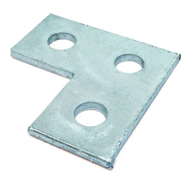 [09AB3HF] Right Angle Bracket Flat L Plate 3 Hole HDG