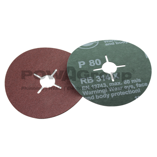 [13AASAN08002] Grit Fibre Discs P80 (Nut Style) 125mm x 22mm