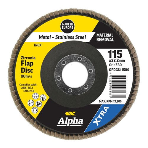 [13FLAPD1151680] *PO* Flap Disc 115mm x 16mm x 80 Grit - Gold Series