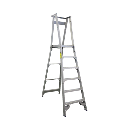 [14PROP9/6] *PO* Platform Ladder Aluminium 9ft (2.7m) Overall x 6ft (1.8m) To Platform - 6 Steps Inc Platform